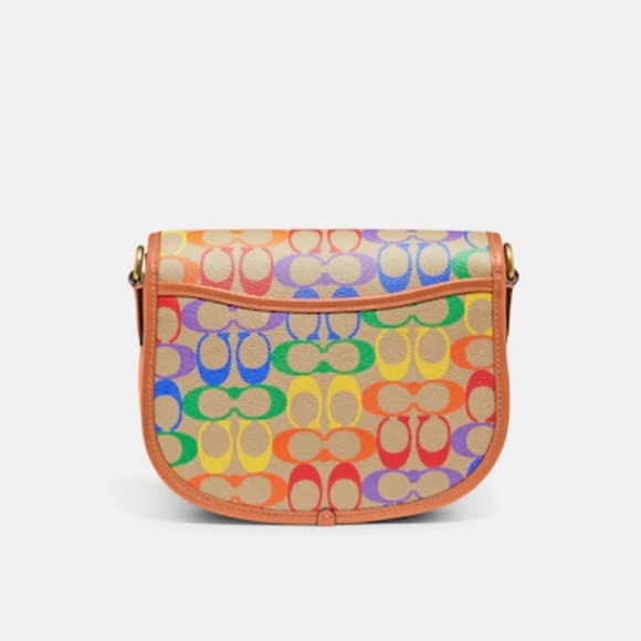 Coach Willow Saddle Bag In Rainbow Signature Canvas - Picture 3 of 12
